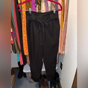 Express Black Paperbag Ankle High Rise Dress Pants Size 2 Short